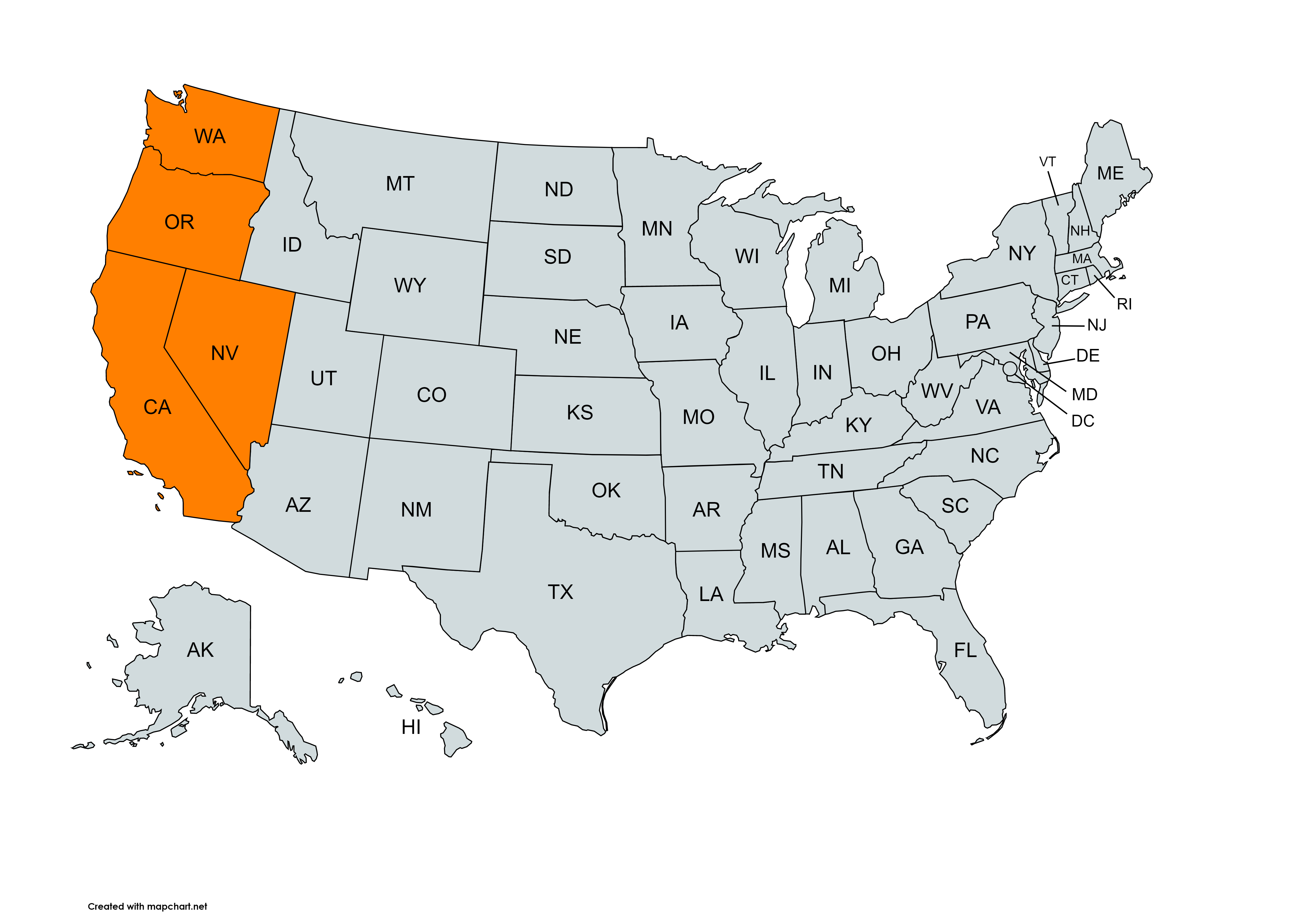 Service-Map of West Coast
